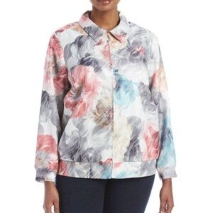 Alfred Dunner Lakeshore Drive Collection Floral Bomber Watercolor Print size 16W